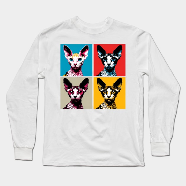 Cornish Rex Pop Art - Cat Lovers Long Sleeve T-Shirt by PawPopArt